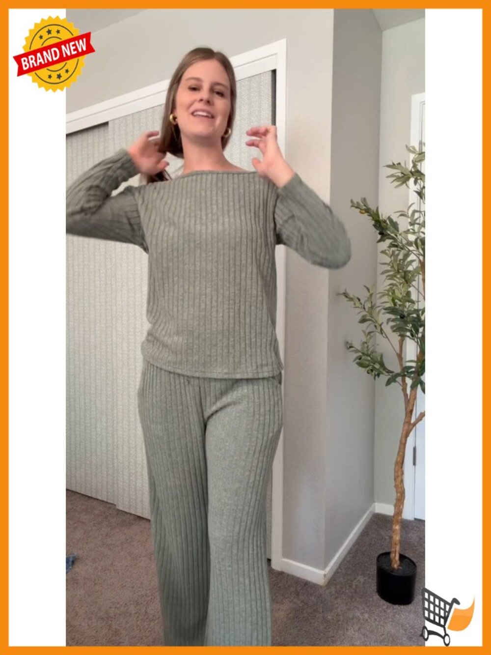 Off Shoulder Lounge Set Brushed Ribbed - Picture 4 of 5